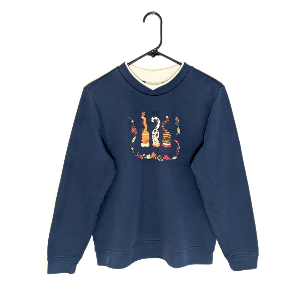 Early 2000s Grunge Cats Double Collared Sweatshirt